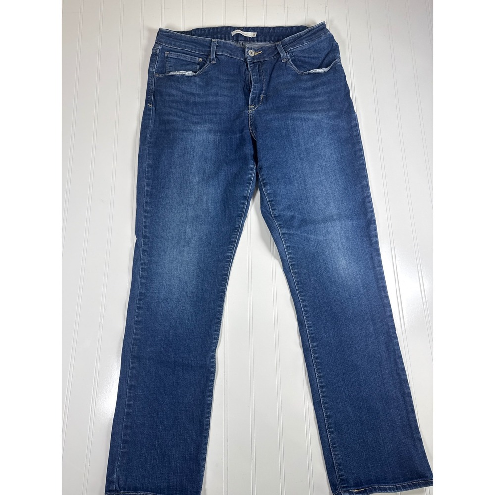 Levis Mid Rise Skinny Jeans Womens 16 Dark Wash Blue Denim Stretch 30 Inseam